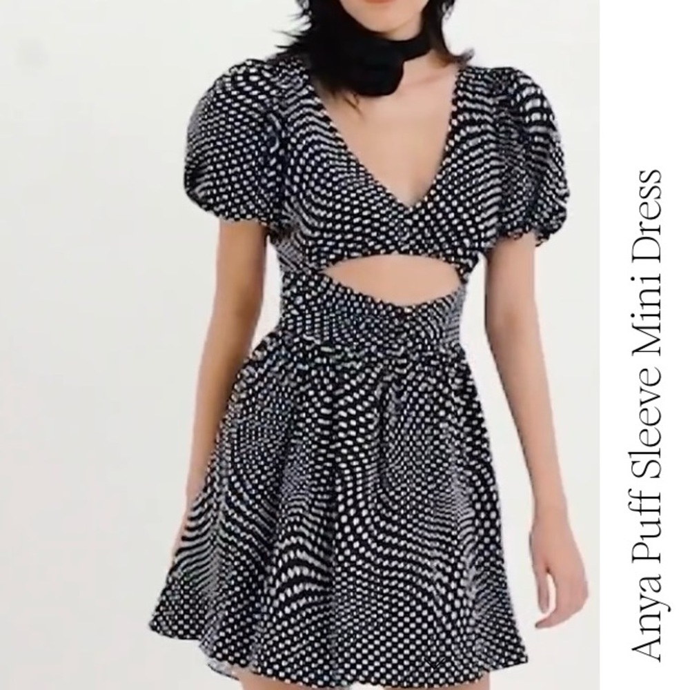 For Love & Lemons Anya Puff Sleeves Mini Dress L